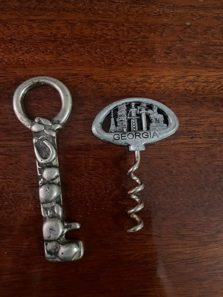 Metal corkscrew and bottle opener, Georgia souvenir