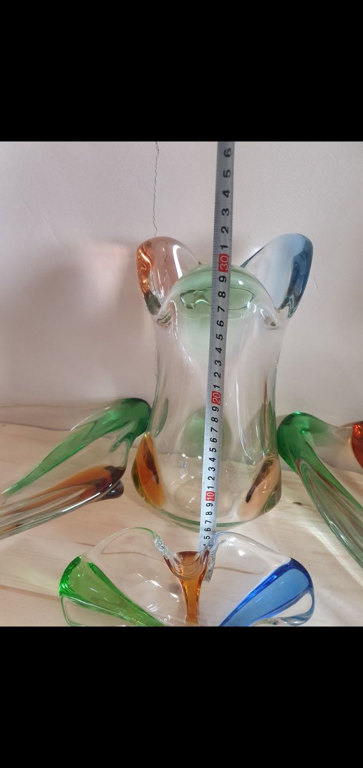 Czech art glass vase, colored