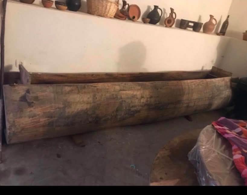 Carved hazelwood antique trough, 70 cm
