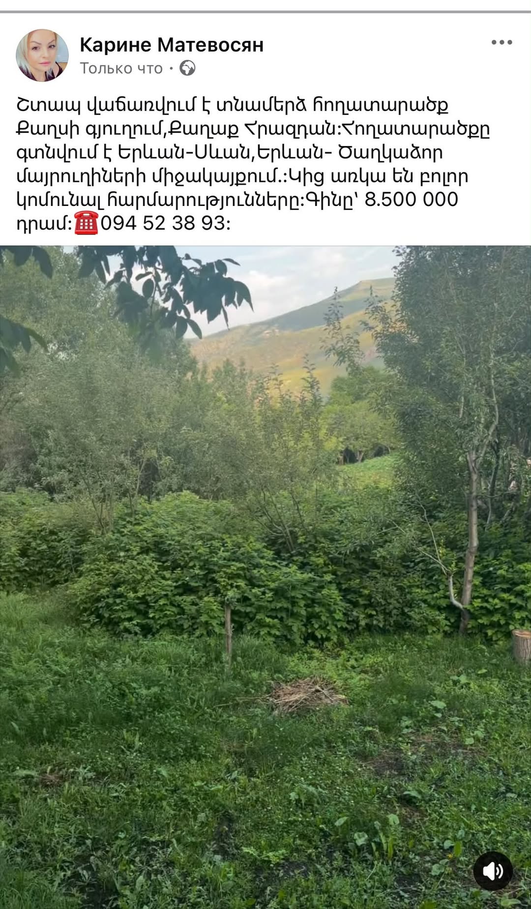 სახლთან ახლოს მდებარე მიწის ნაკვეთი 1000 მ²