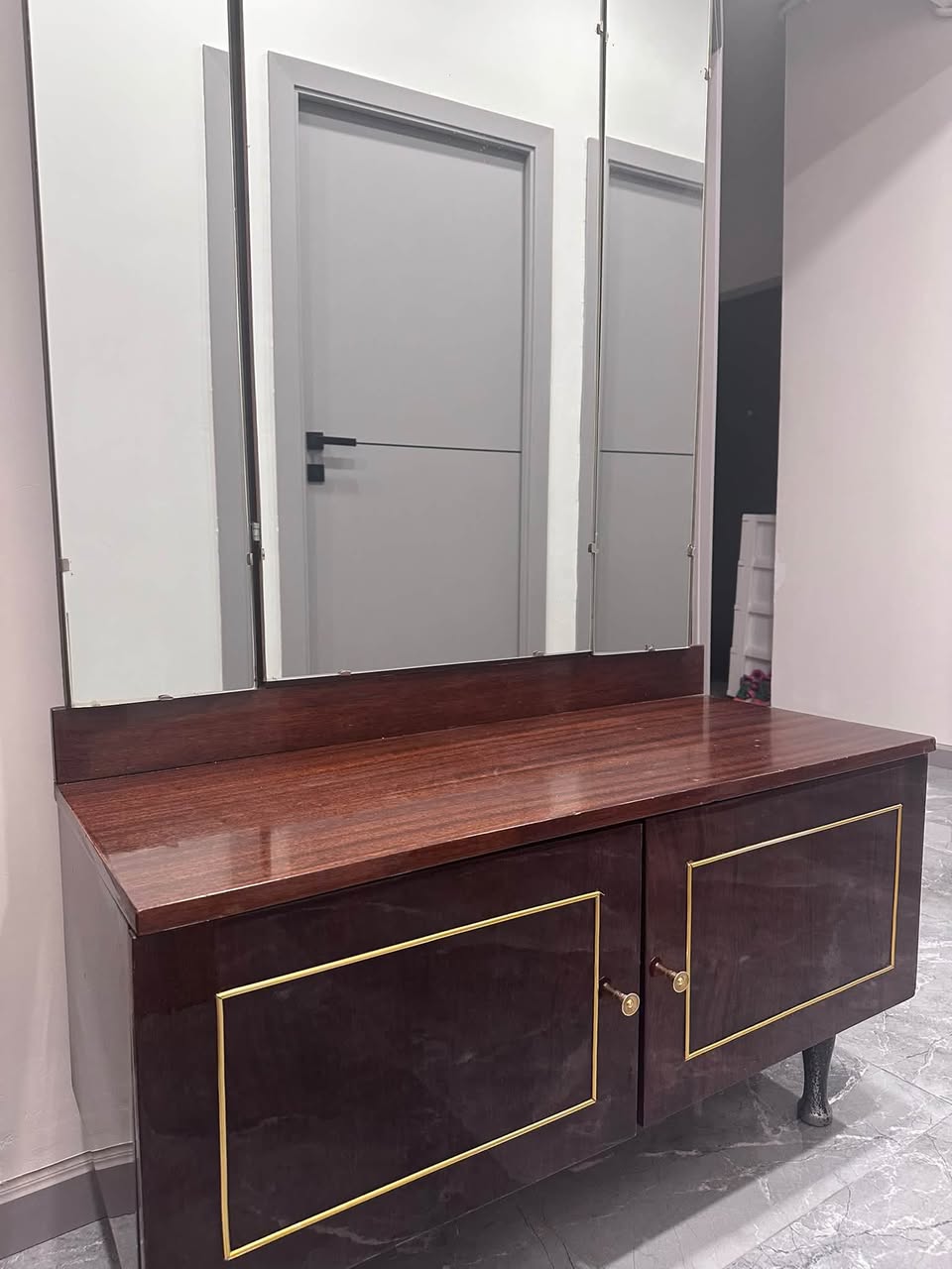 Dark wood dresser with mirror