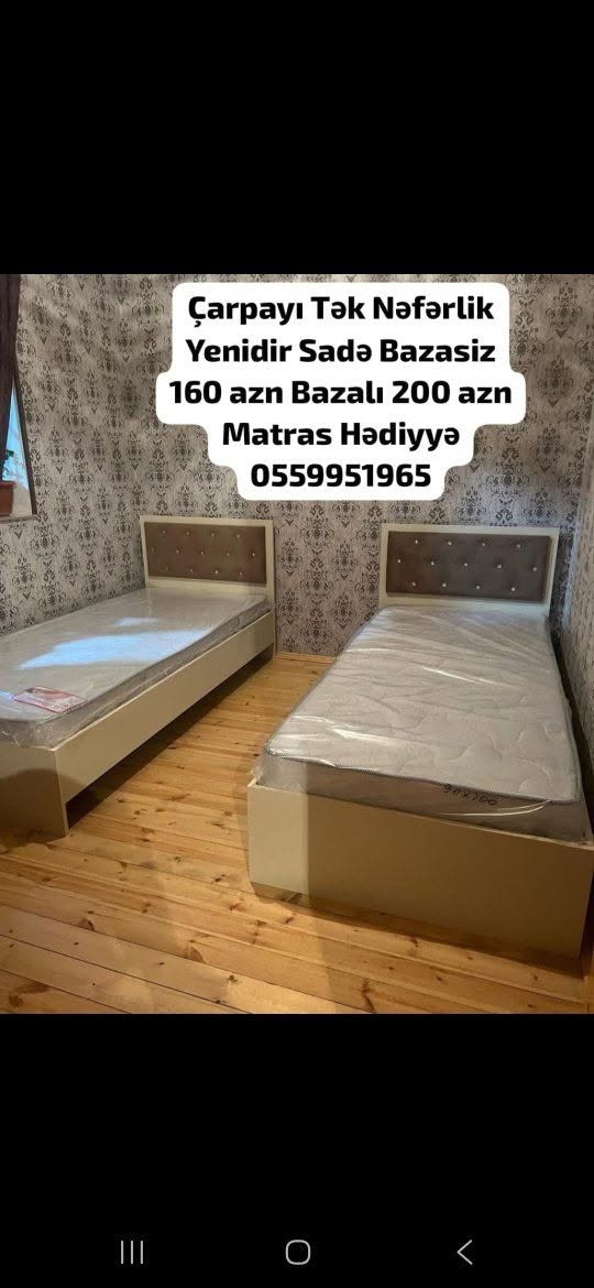 Yeni tək nəfərlik çarpayı, matras hədiyyə