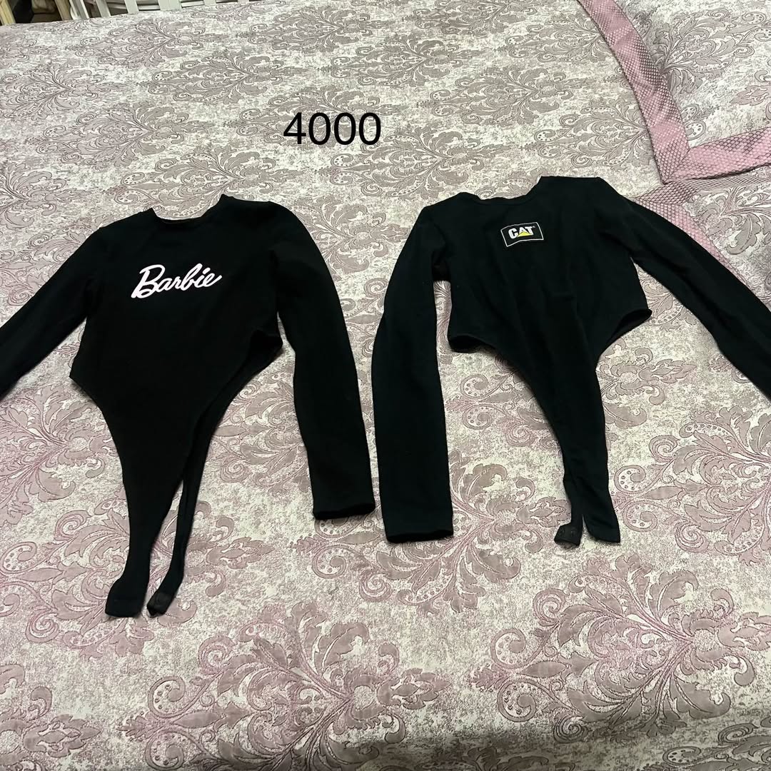 Cotton long-sleeve bodysuits, sizes XS, S