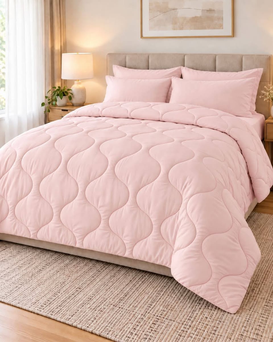 Pink blanket with pillows