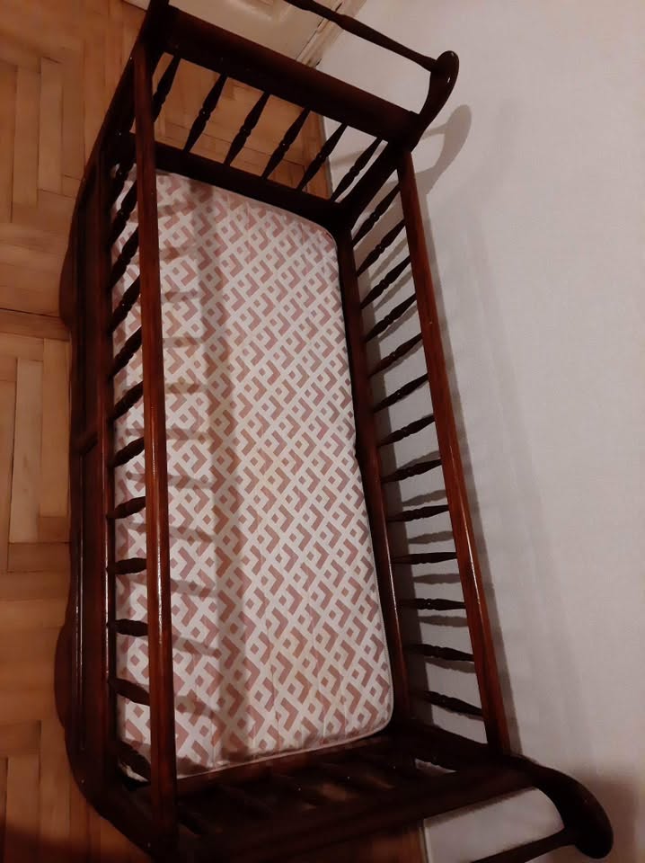 Solid wood bed with mattress