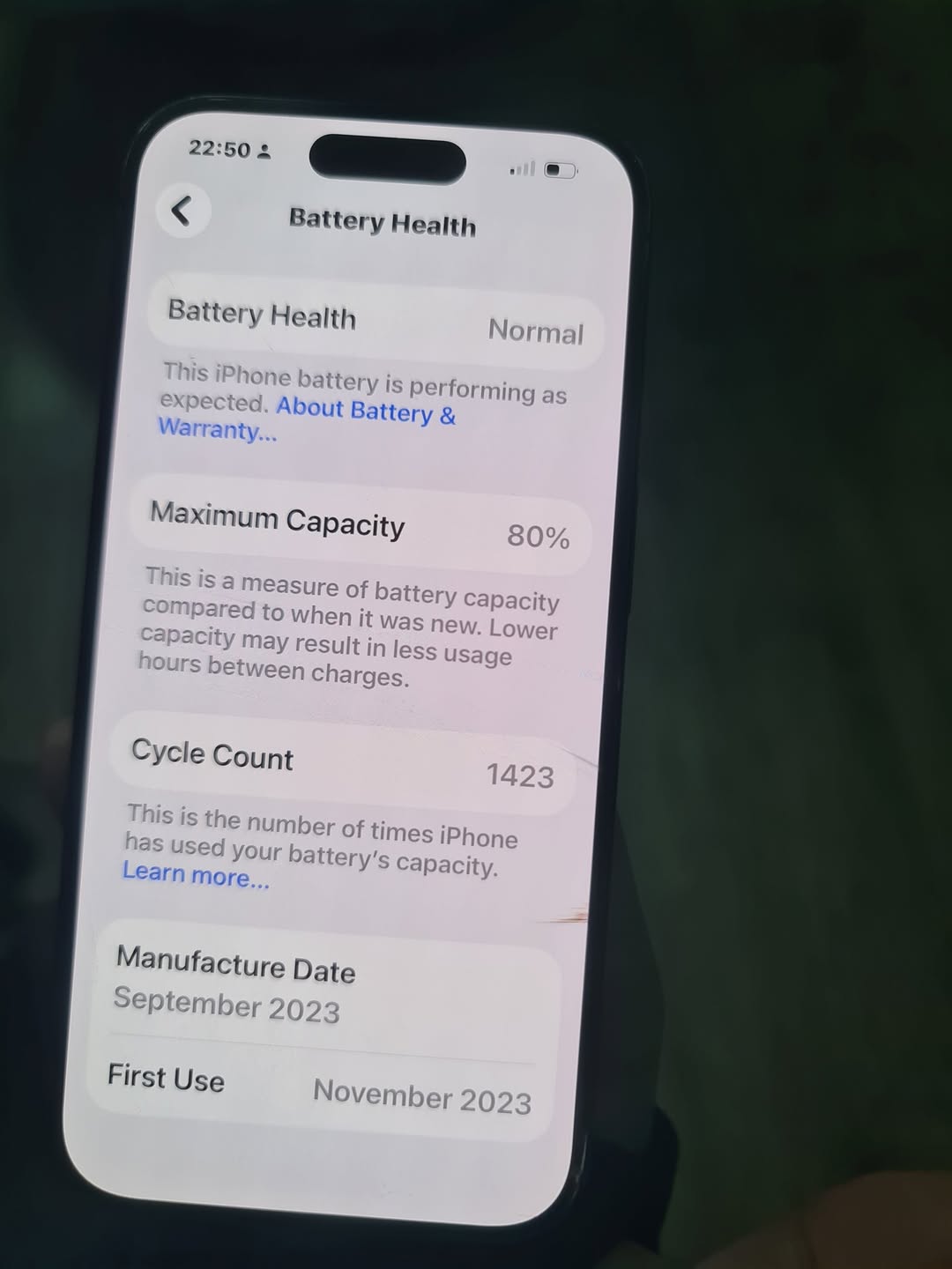 iPhone 15 Pro Mavi 128GB, pil %80