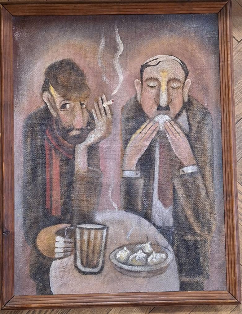 ძველი ჟანრული სურათი "ქართული სუფრა, «თბილისური