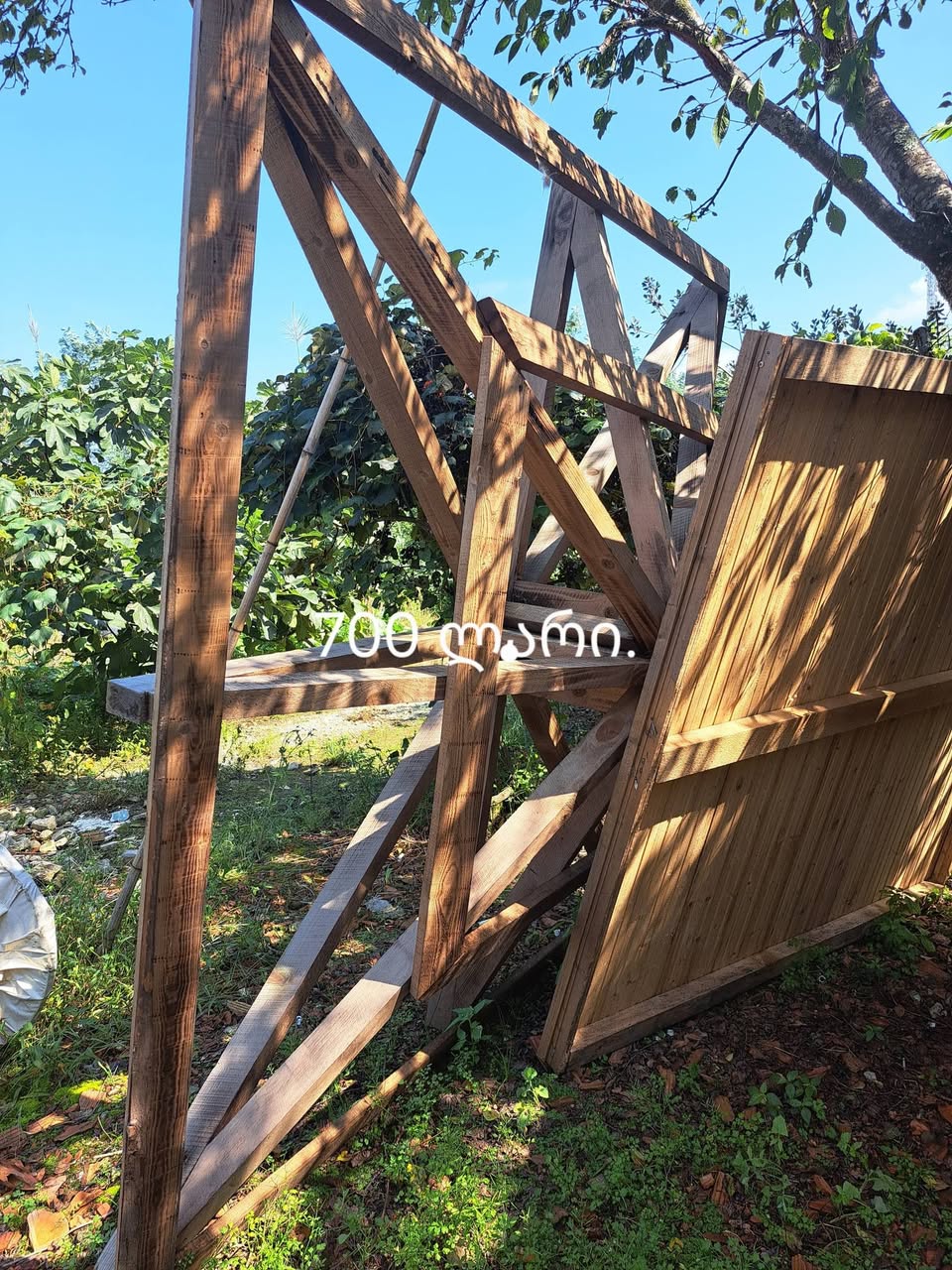 Wooden structure with boards