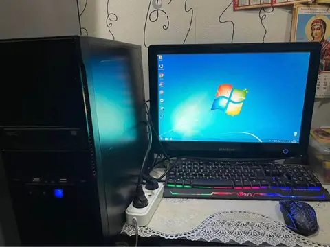 Computer, monitor, keyboard