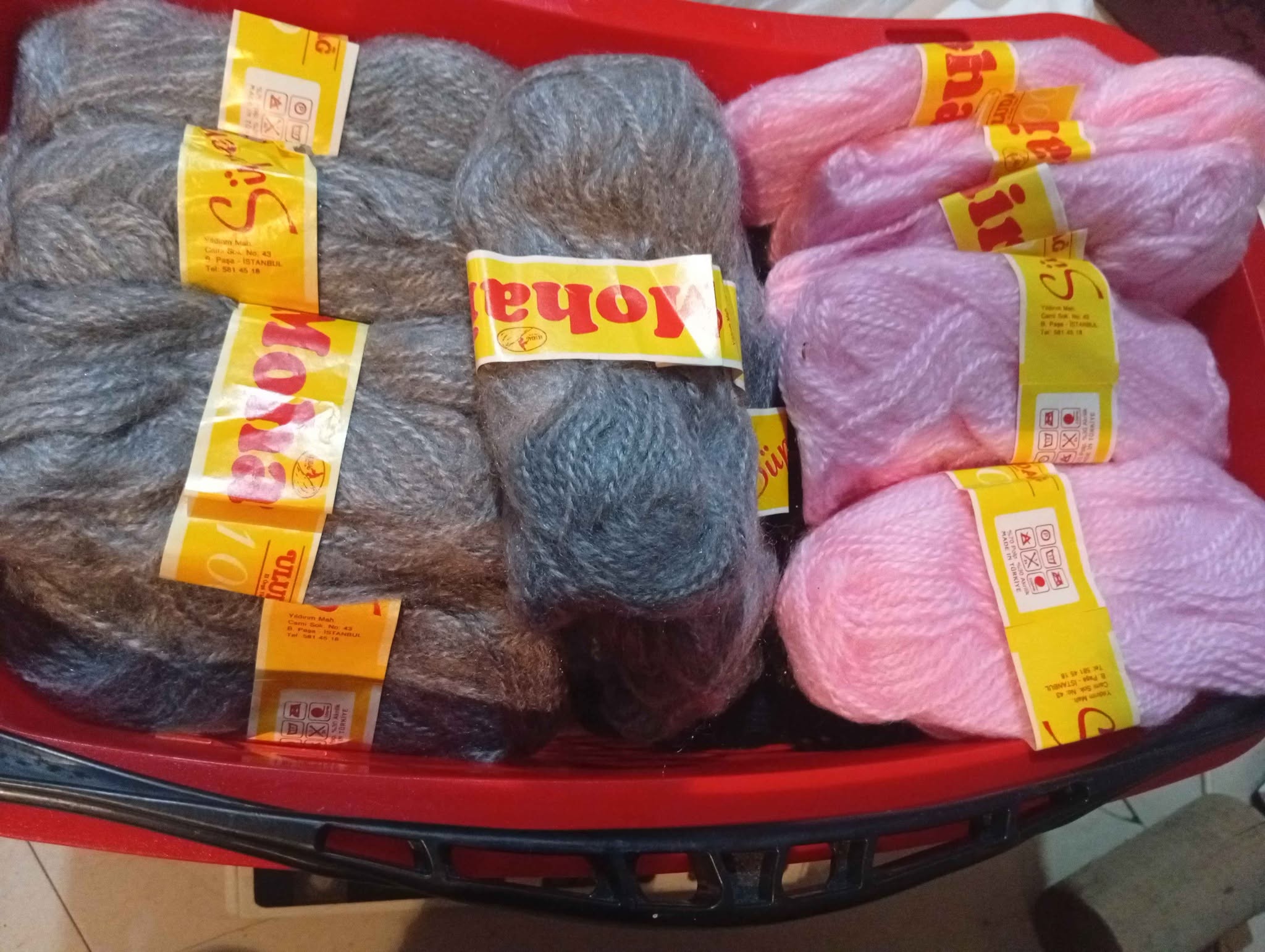 Mohair knitting yarn skeins
