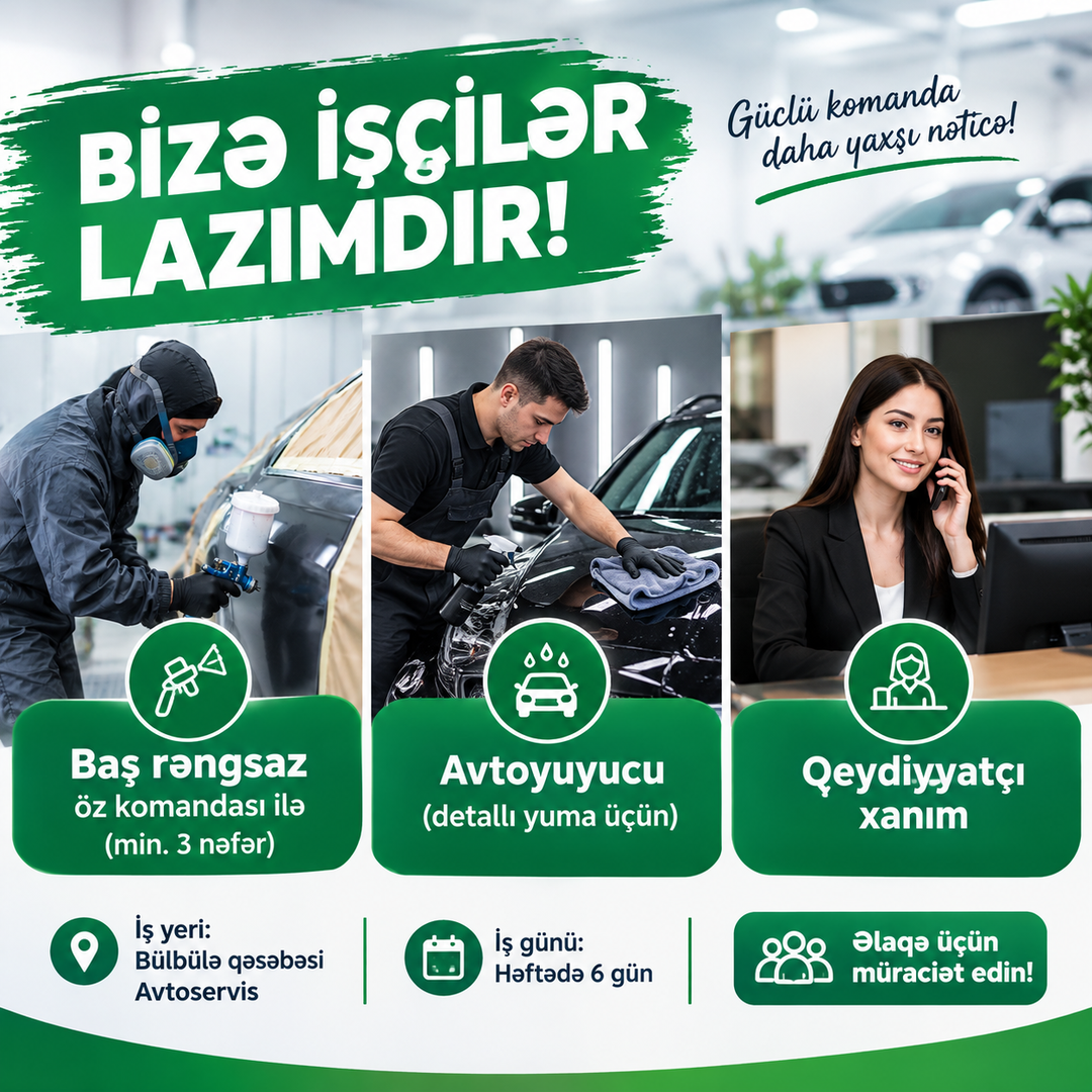 Bülbülə kasabasında bulunan oto servise aşağıdaki çalışanlar