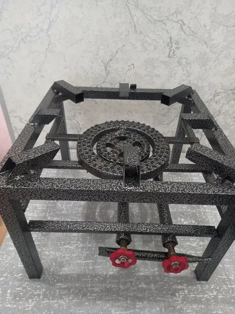 Metal gas burner stand with two valves