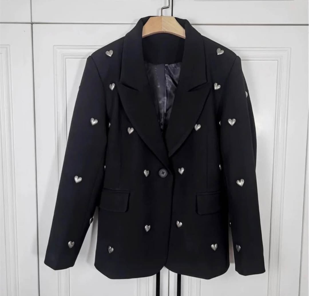 Black blazer with silver hearts