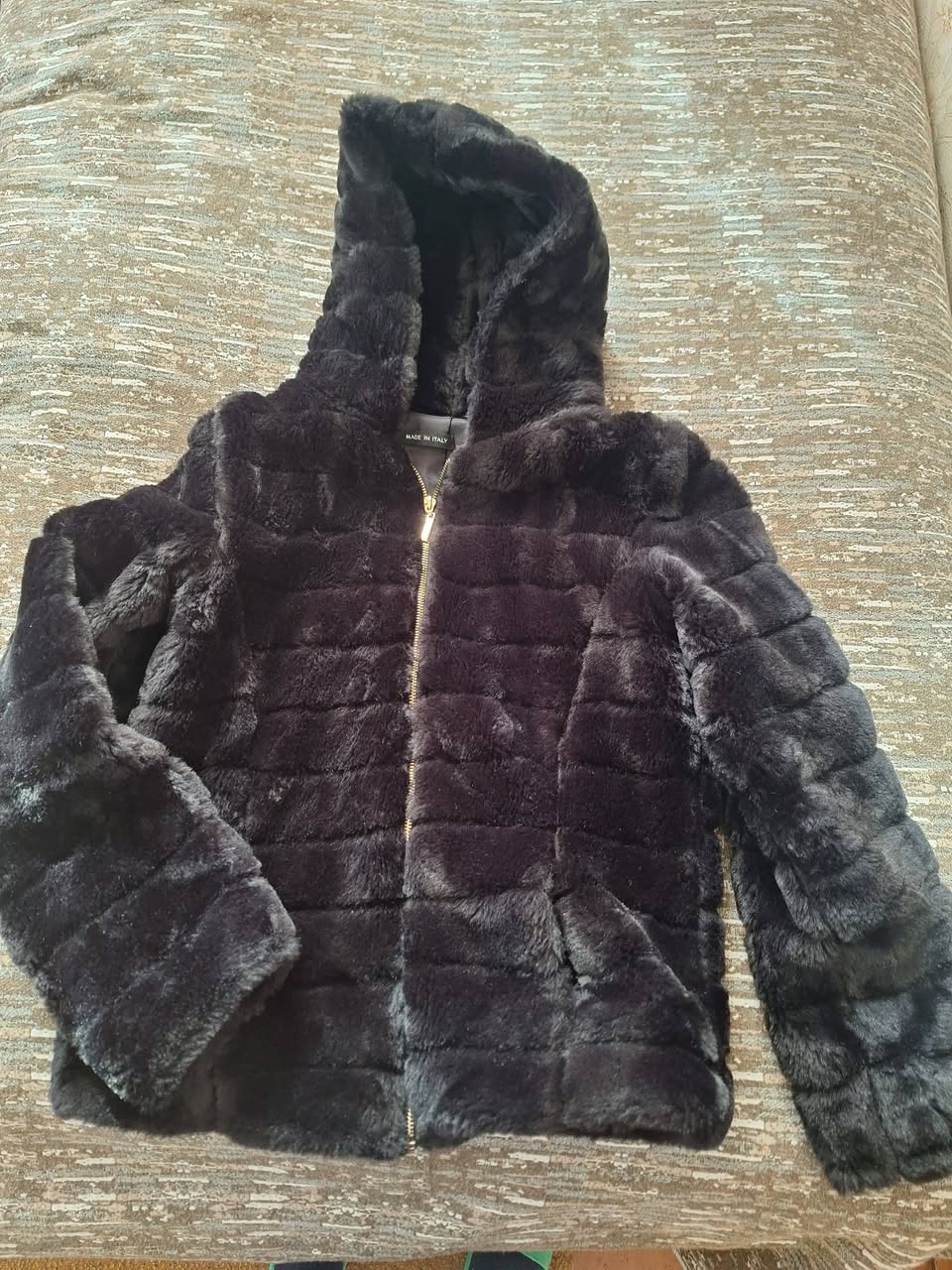 Faux fur hooded jacket, Made in Italy