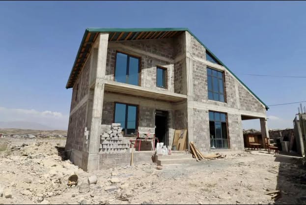 A private house in Davitashen, with solar panels