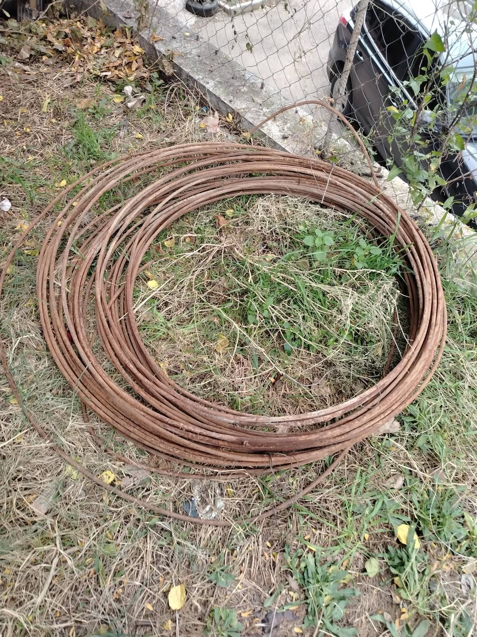 Coiled metal pipe, 100 m long