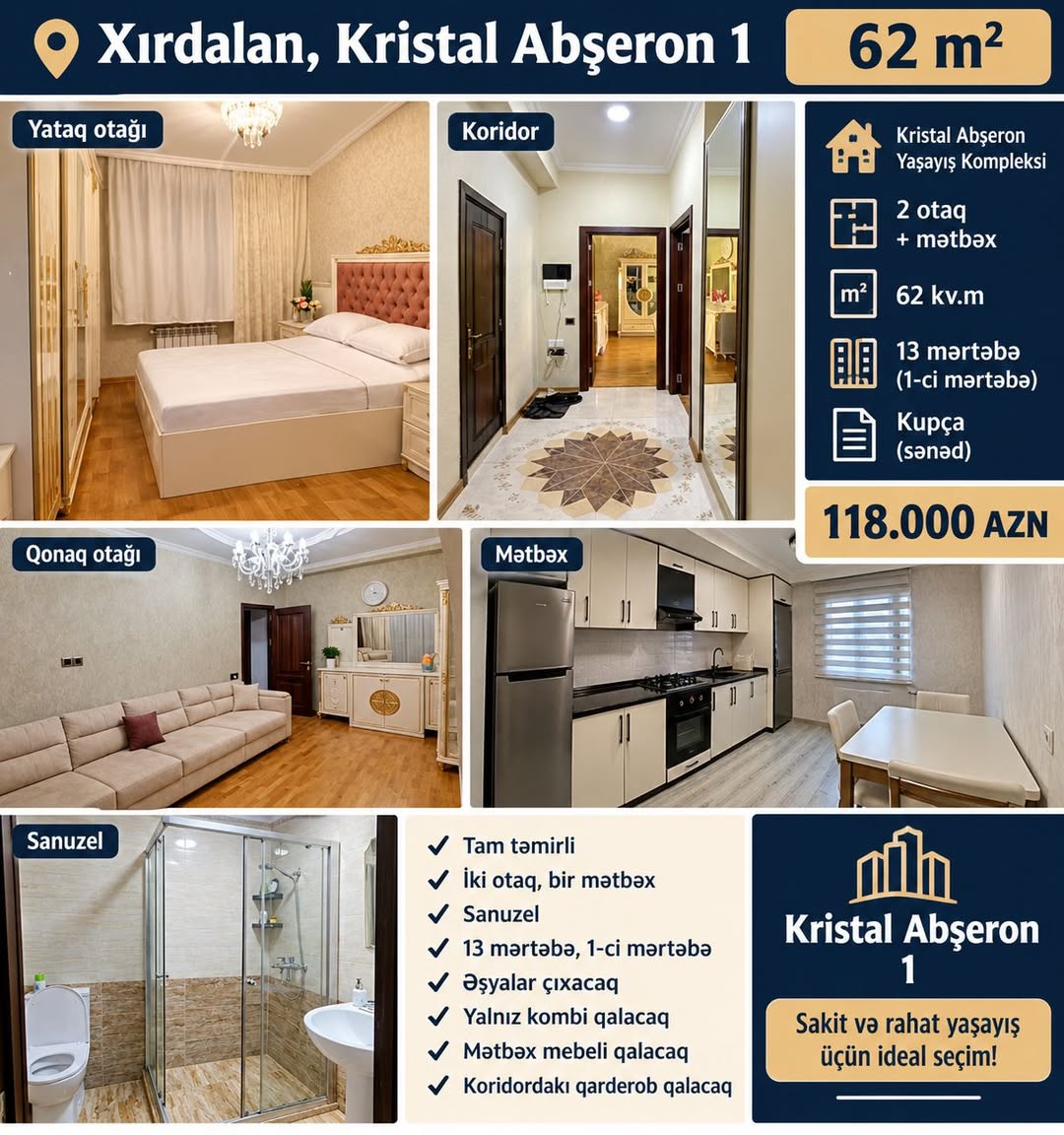 Apartment for sale, Baku — 118,000 ₼