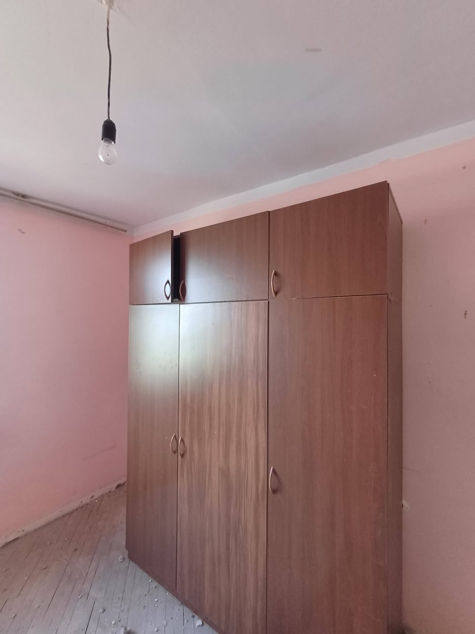 Wooden wardrobe, brown finish