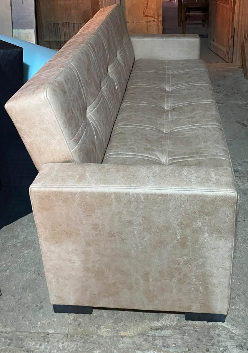 Brown leather sofa