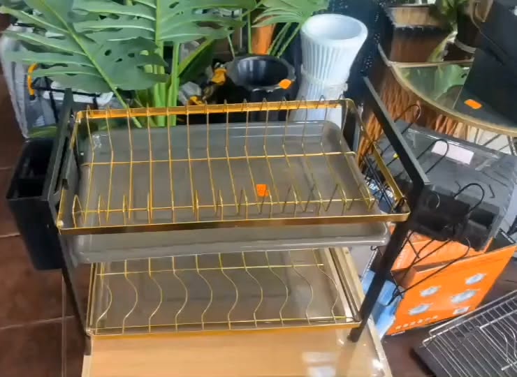 Two-storey, golden-colored dish rack - only 50₾