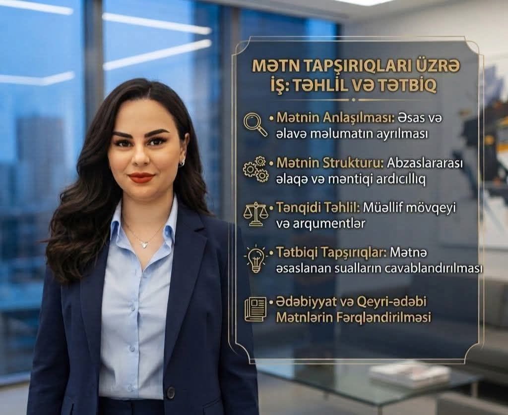 Nihayet, yalnız metin tapşırıqları üzrə