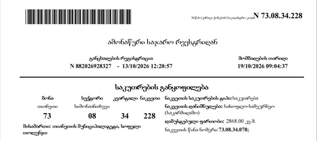 Toprak Parçası, Tiflis — $15