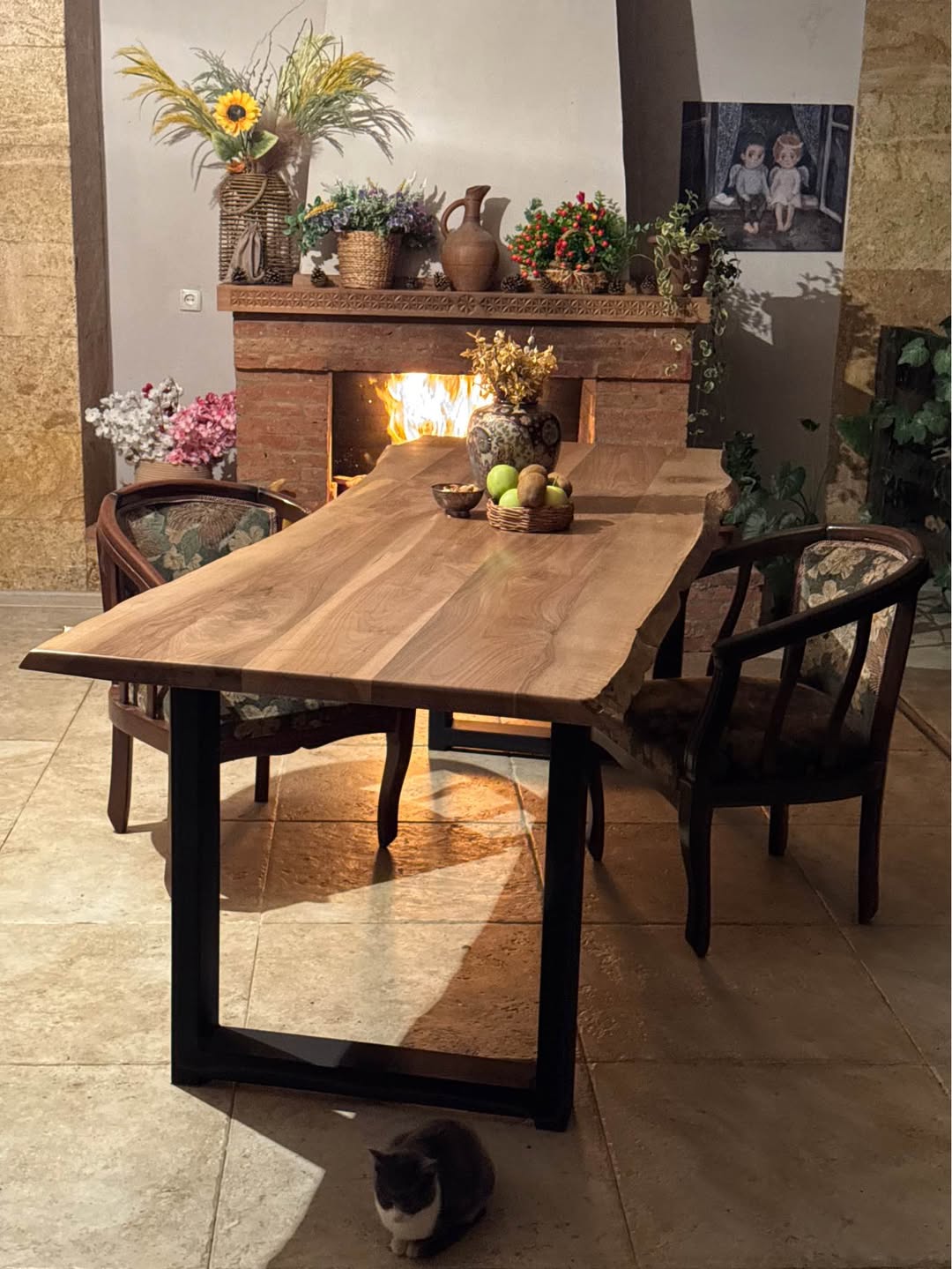Handmade Caucasian walnut table 256 cm