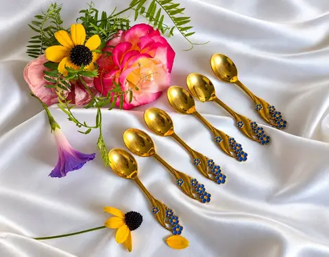 MEKA Denmark gilded spoon set, 6 pieces