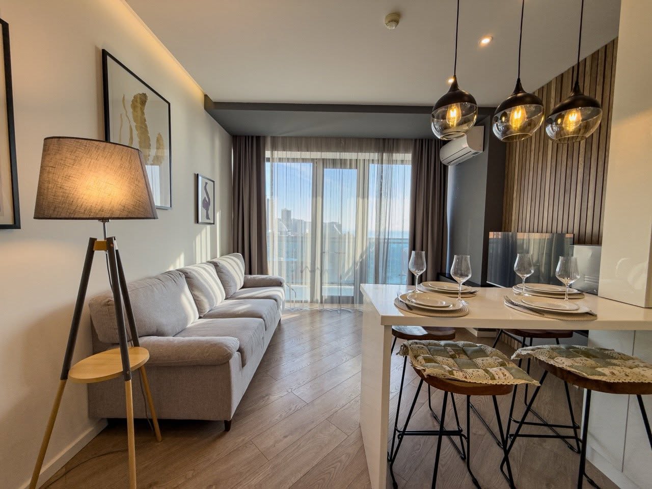 A modern panoramic apartment with two is for rent for 1,000$