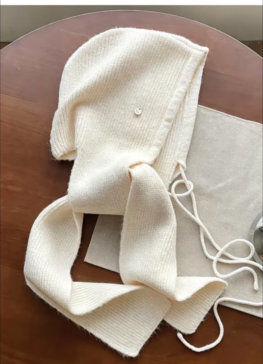 Fabric hat-scarf, available on site