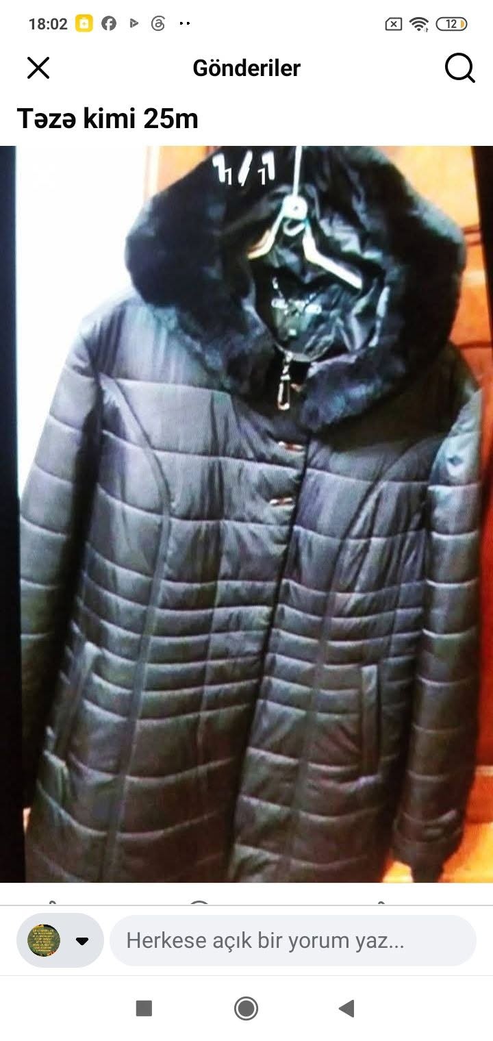 Black winter jacket with fur hood, like new