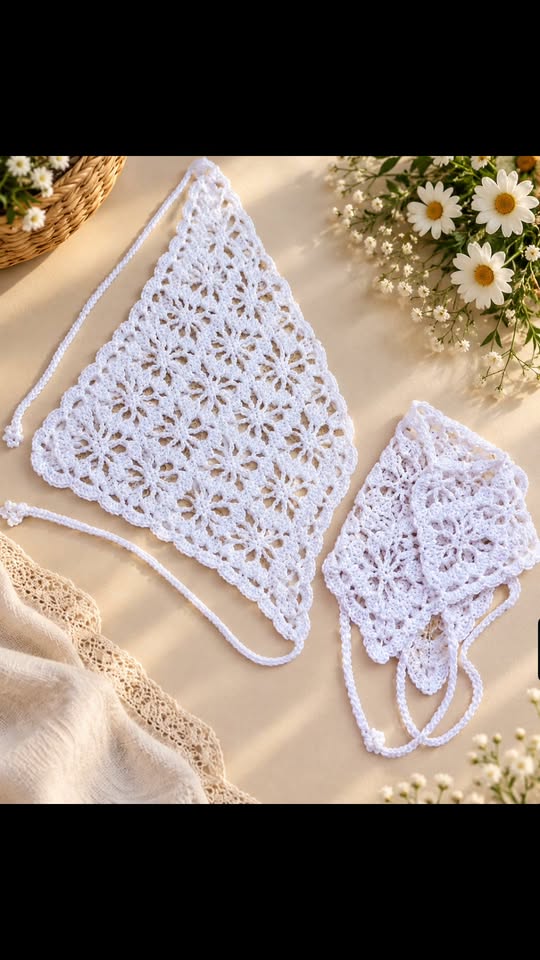 Handmade white headscarves