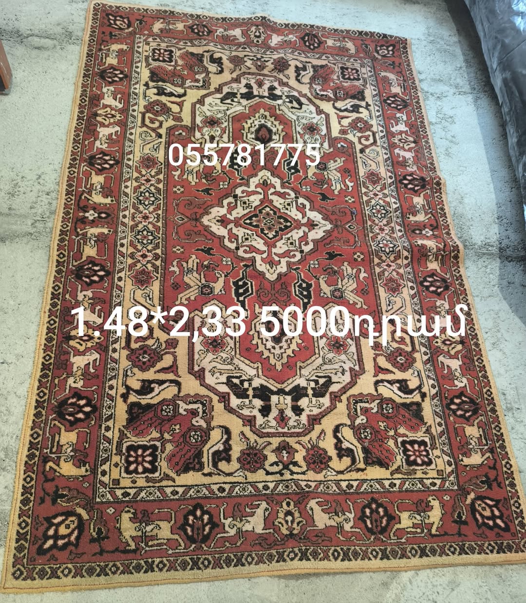 1.48×2.33 m halı, desenli