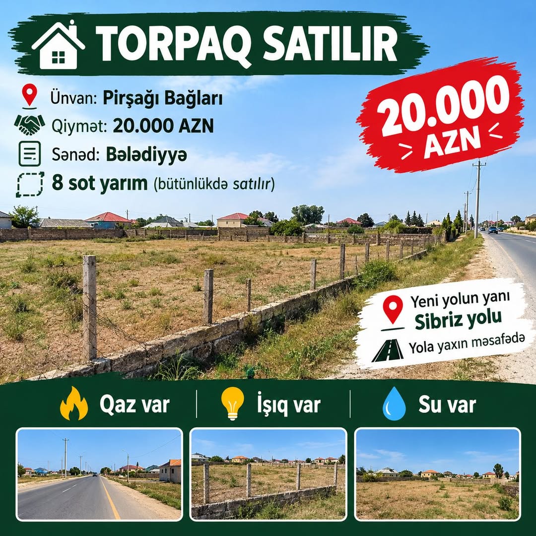 Torpaq sahəsi, Bakı — 20,000 ₼