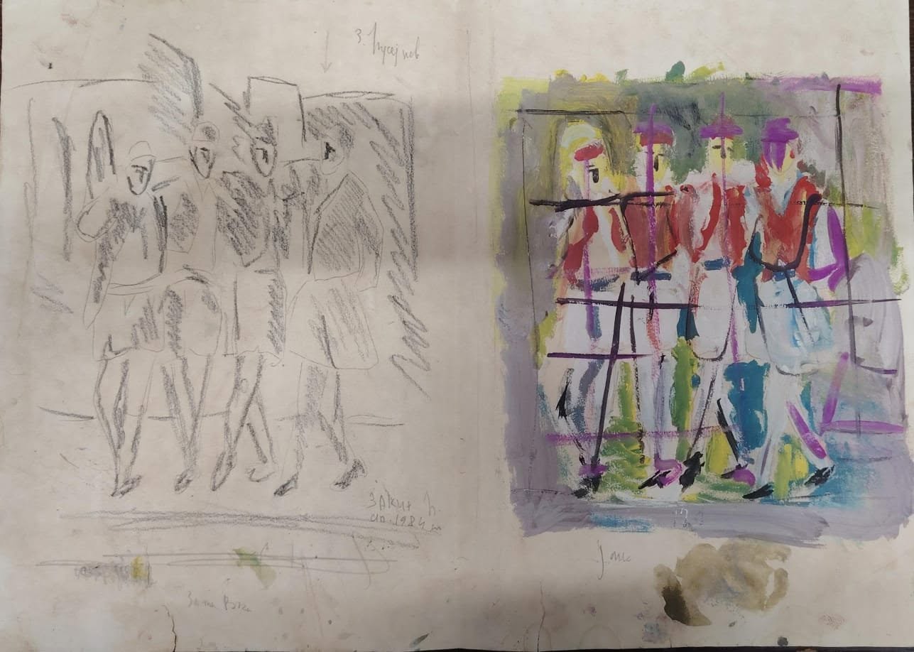 Закир Гусейнов, графика 1984, 60×40 см