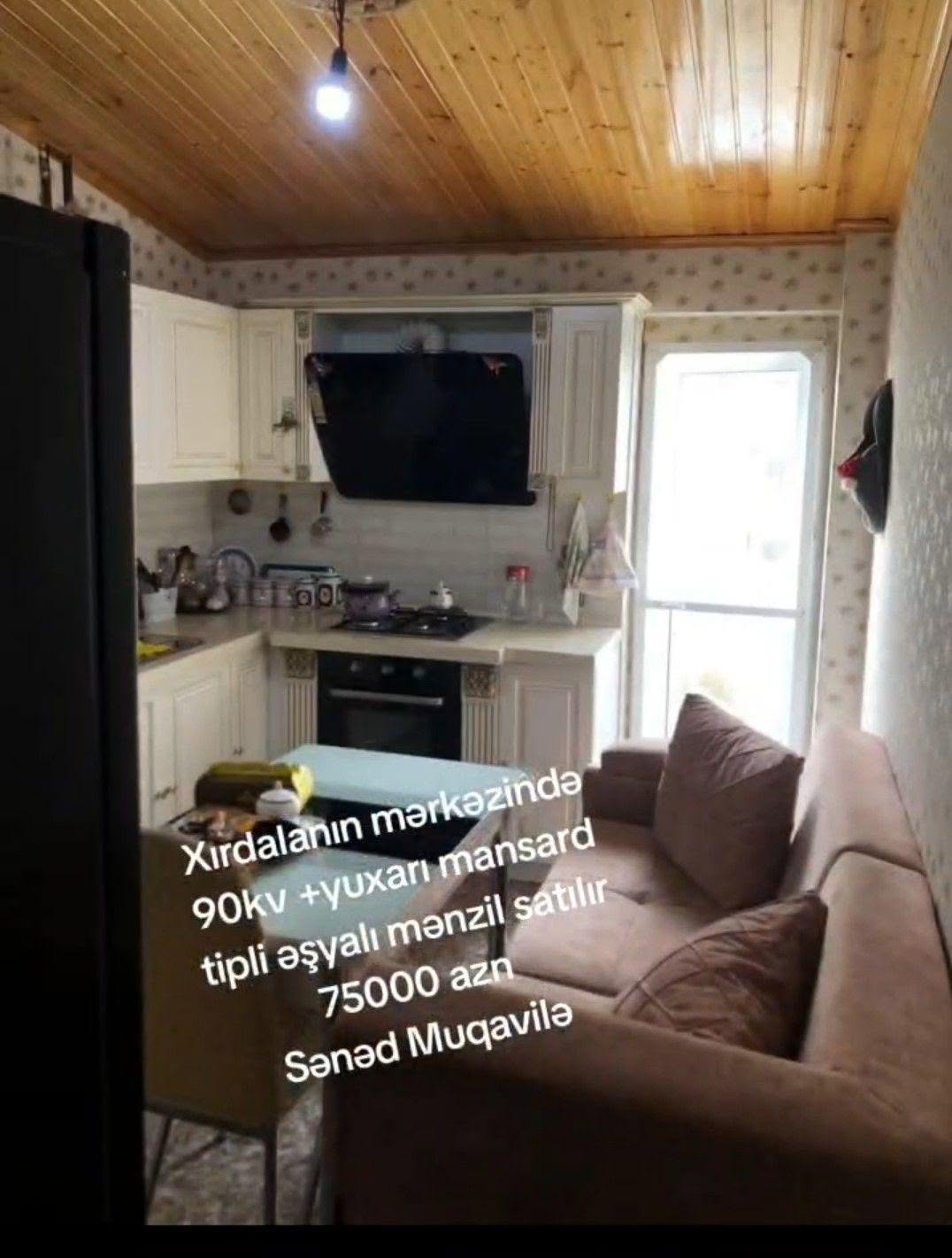 Mənzil satılır, 90 kv m, mansard tipli