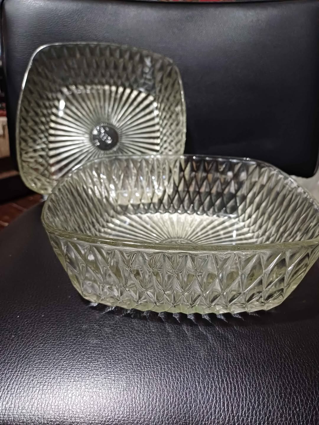 Soviet-era pressed glass fruit bowls