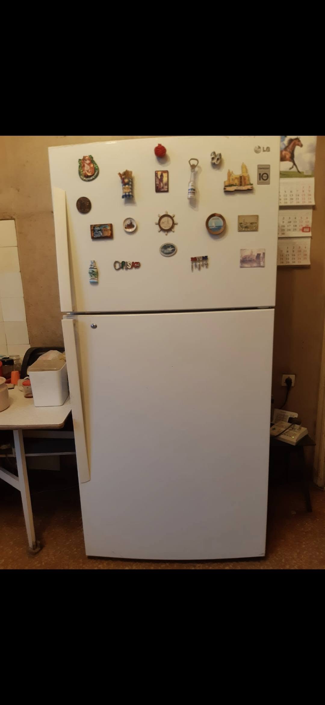 A large LG refrigerator is for sale. It works perfectly.