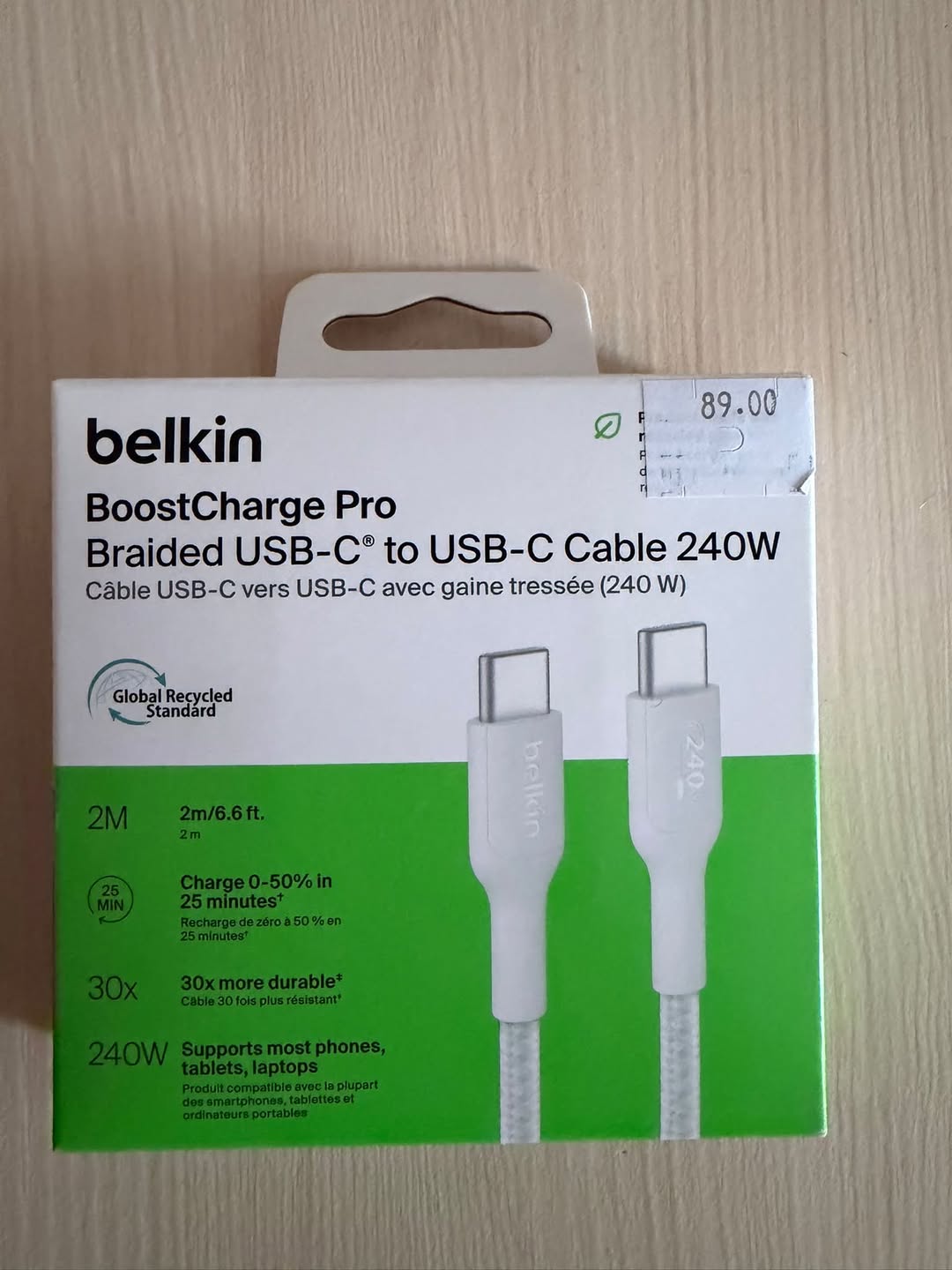 Belkin USB-C'den USB-C'ye 240W kablo, yeni