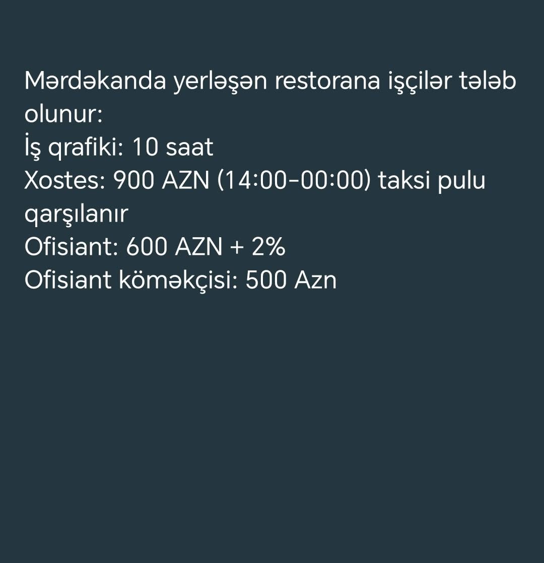 Salam Xadime de Teleb olunur. Merdekan.