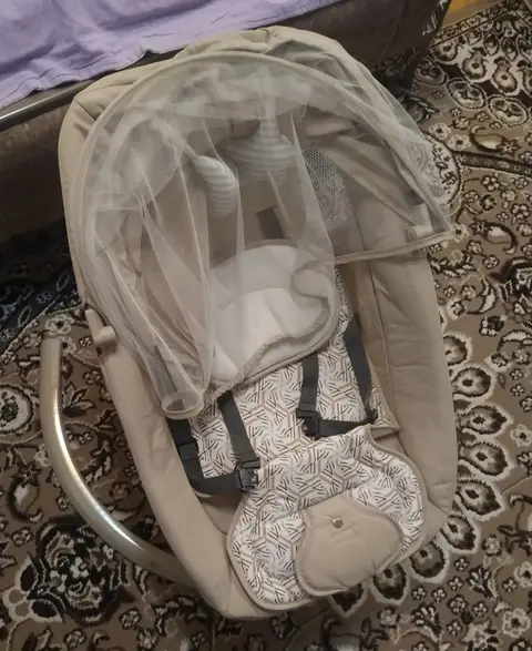 Baby carriage with mesh canopy