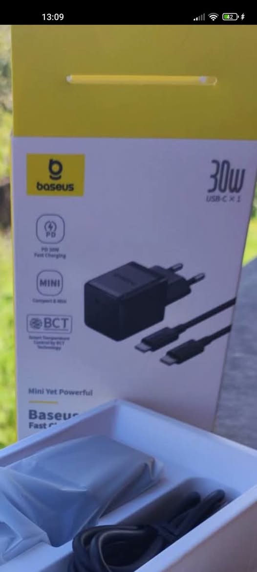 Зарядное устройство Baseus 30W USB-C, запечатанное, с кабелями