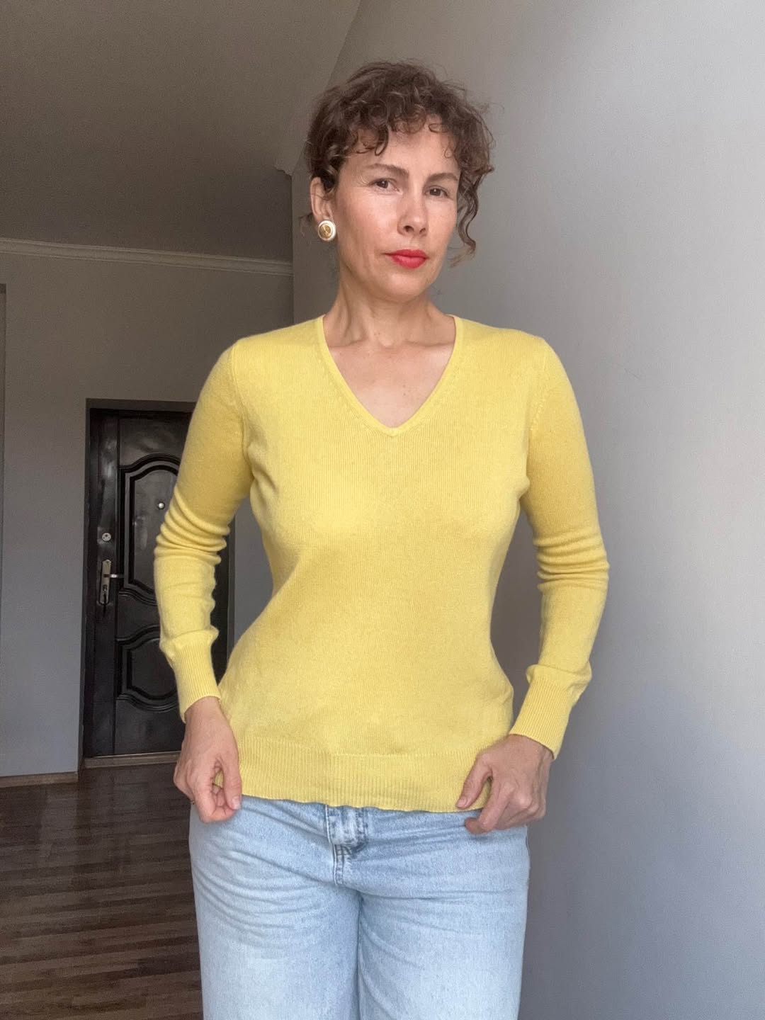 Adagio yellow sweater, silk-cashmere, size S
