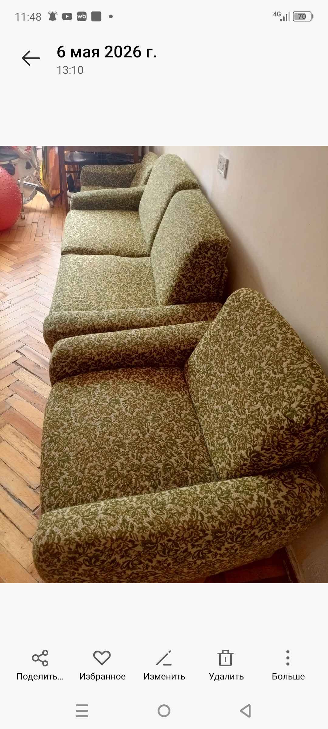 Satılır yaşıl çiçəkli divan
