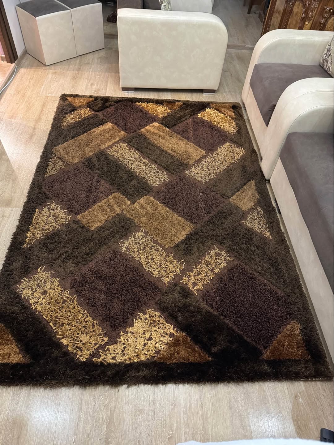 Brown shaggy area rug