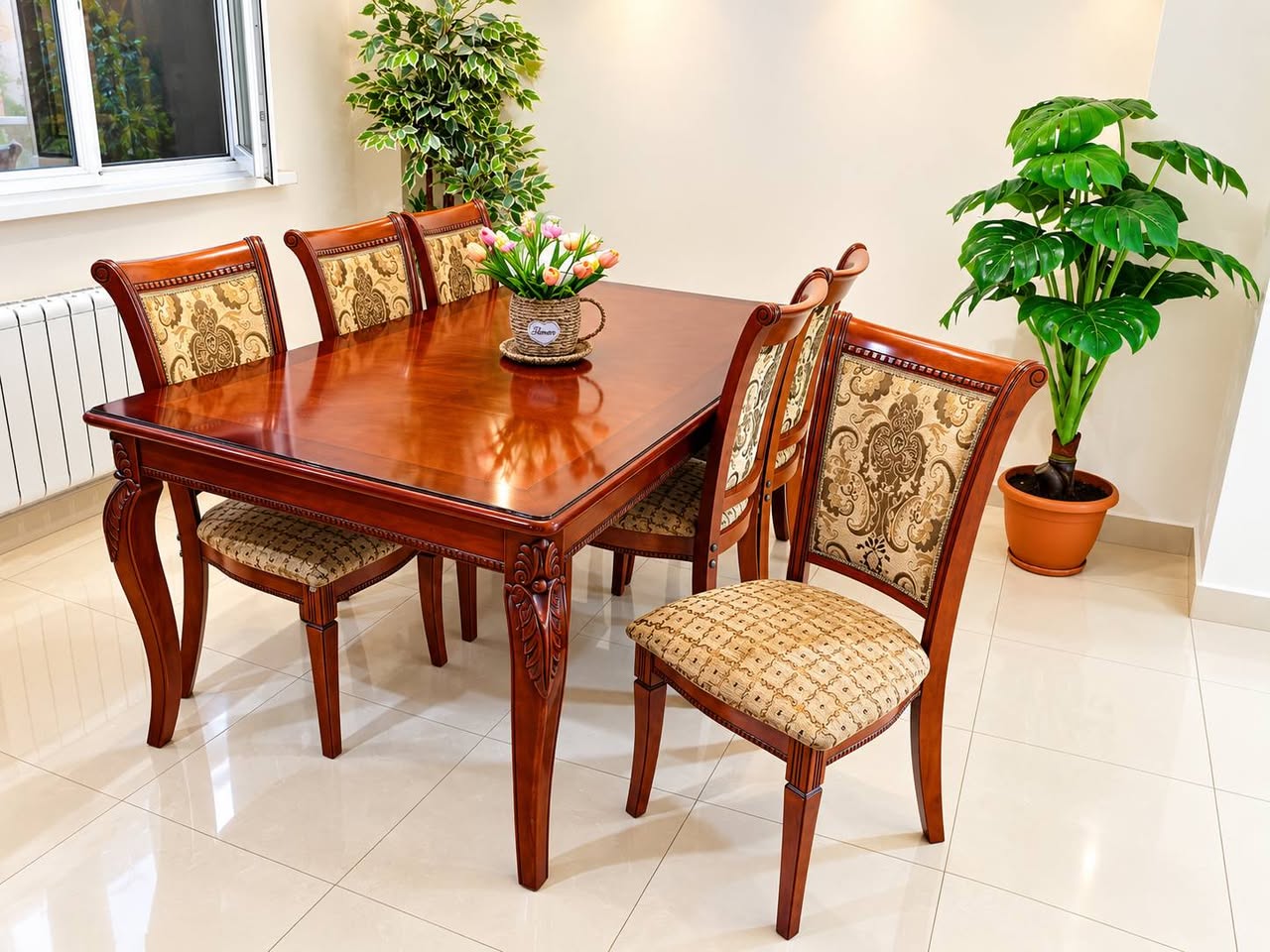Malezya ahşap yemek masası takımı 6 sandalyeyle - 350,000₹
