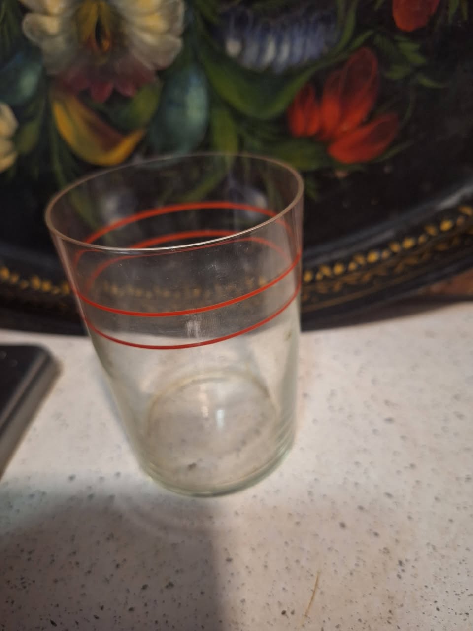 Red striped glass tumblers