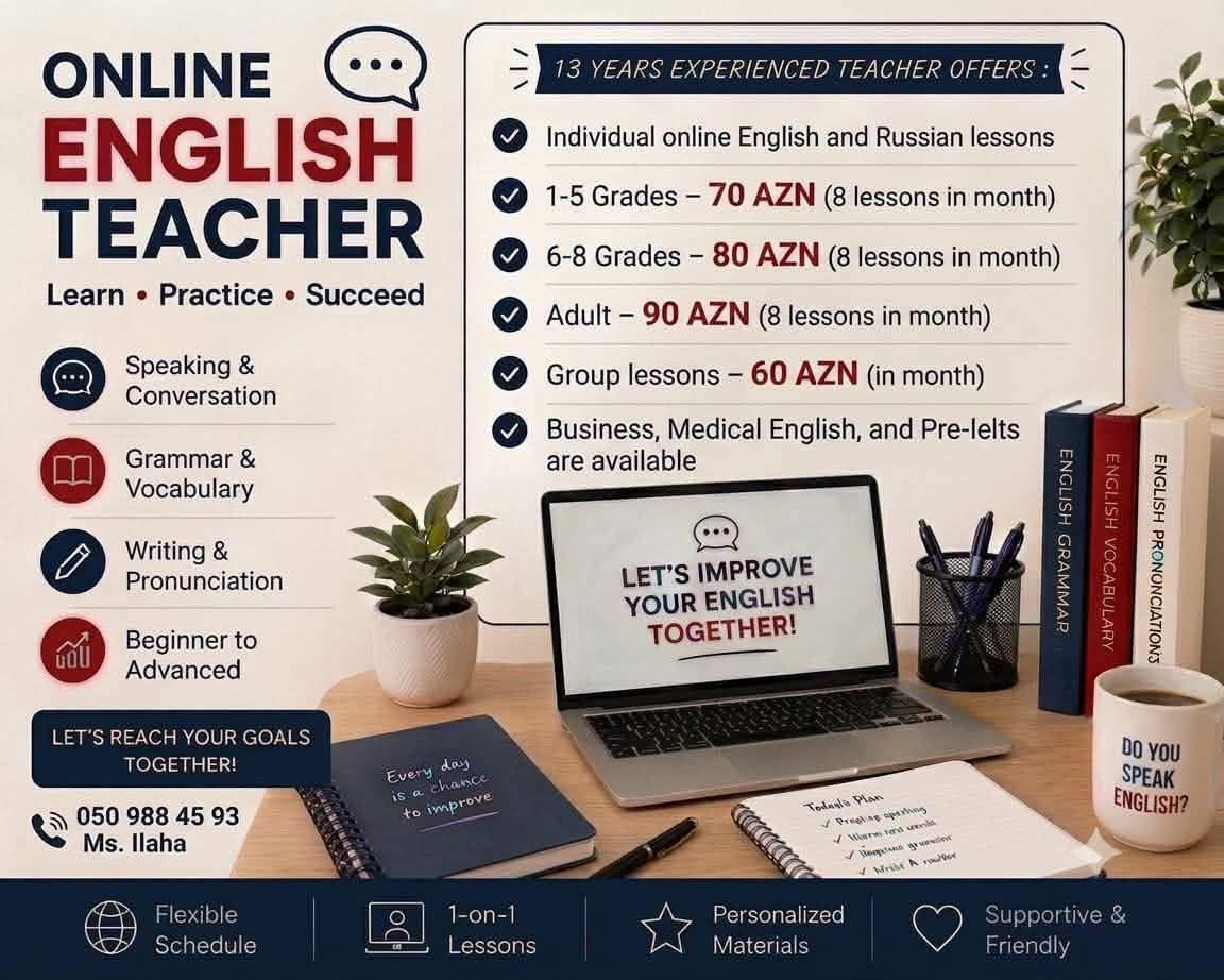 Bireysel İngilizce online ve offline dersler,