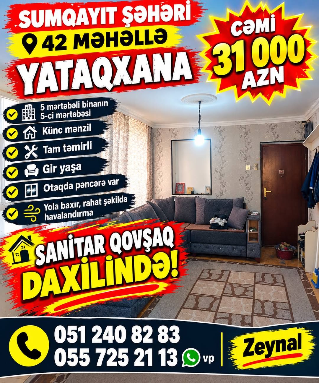 Sumqayıt 42 mahalle, tamirli daire