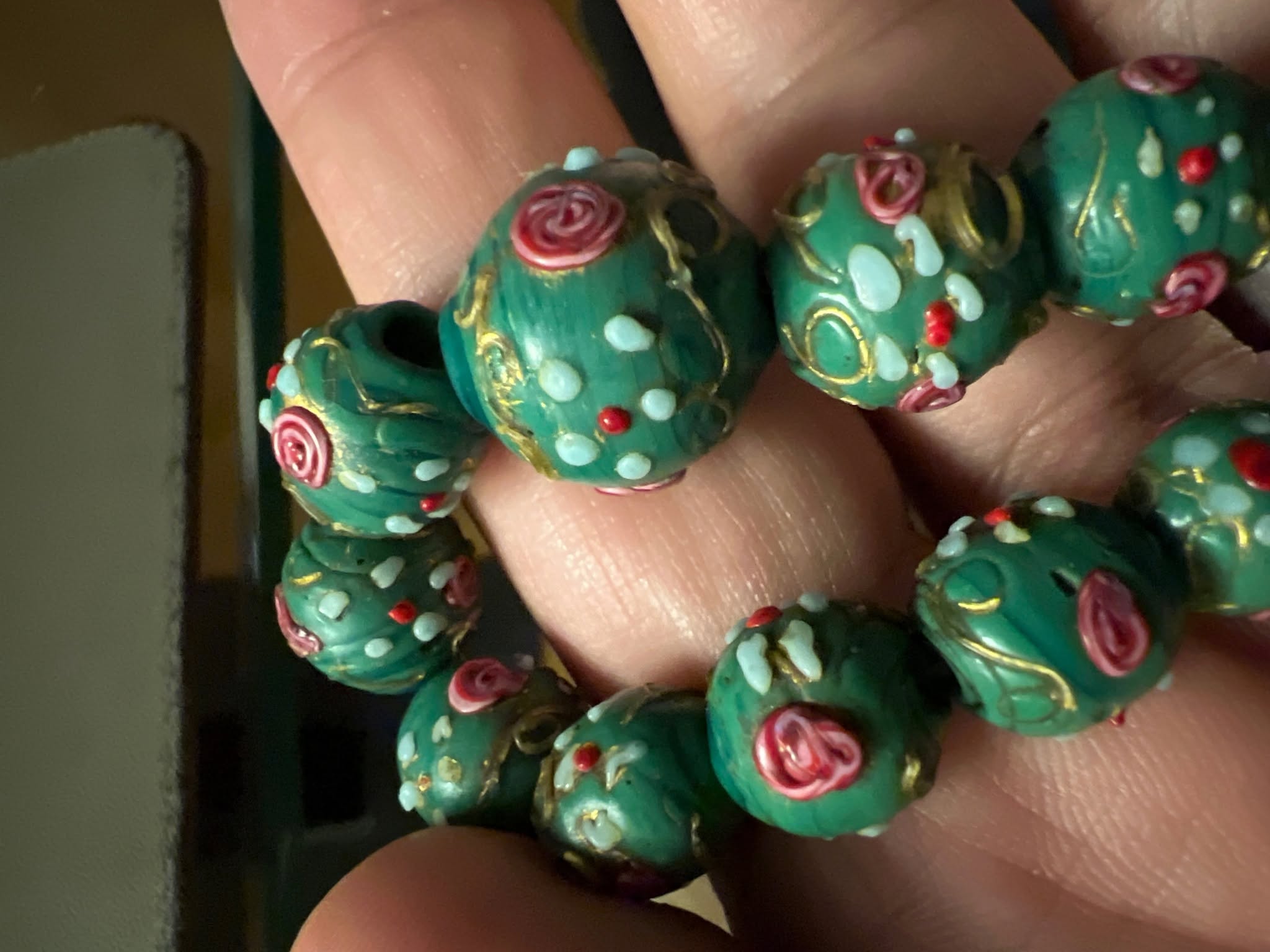 Vintage Murano lampwork bead, Wedding Cake style